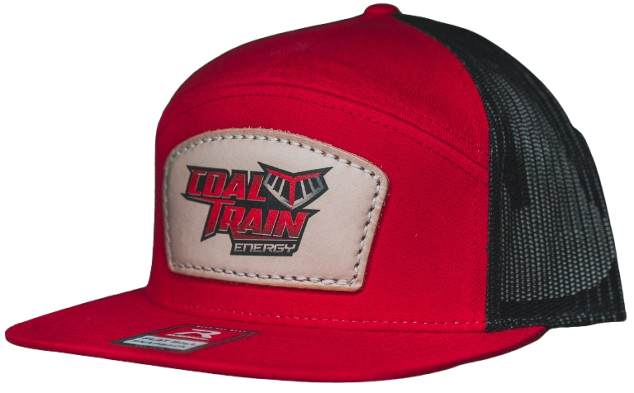 Red 7 Panel Flat Bill Hat