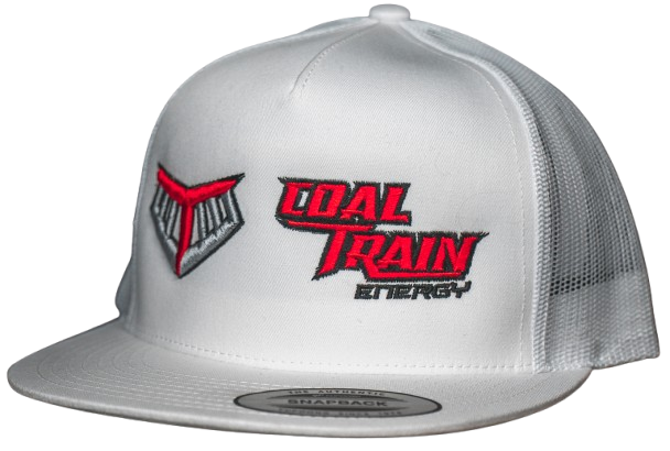 White Yupoong Flatbill Double Logo Hat