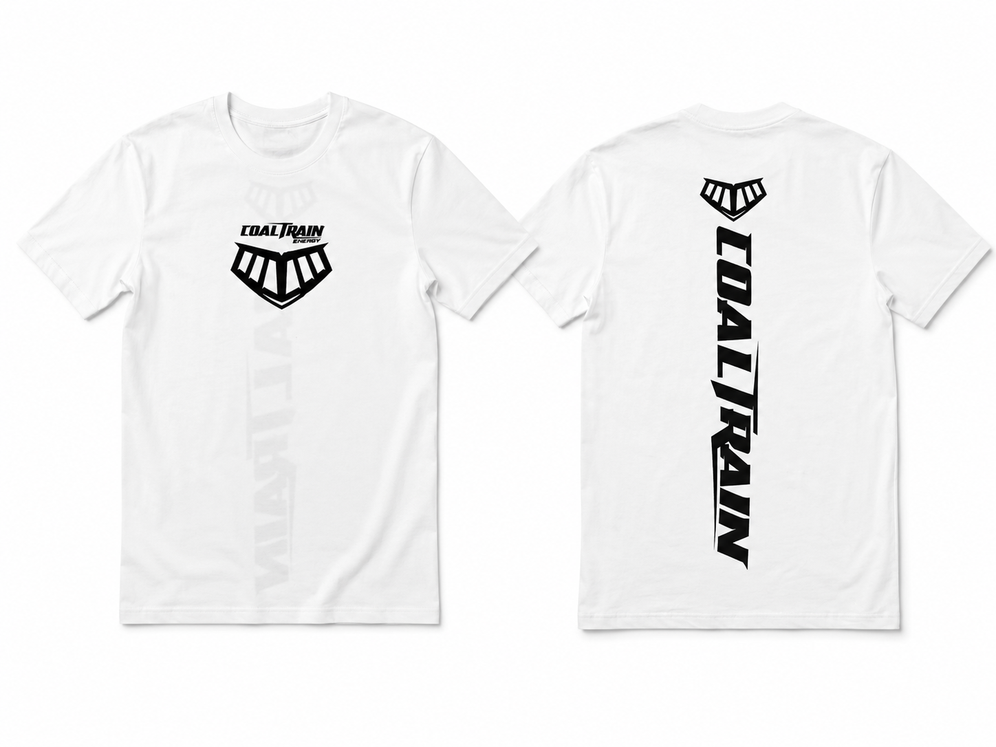 White Vertical Coal Train logo