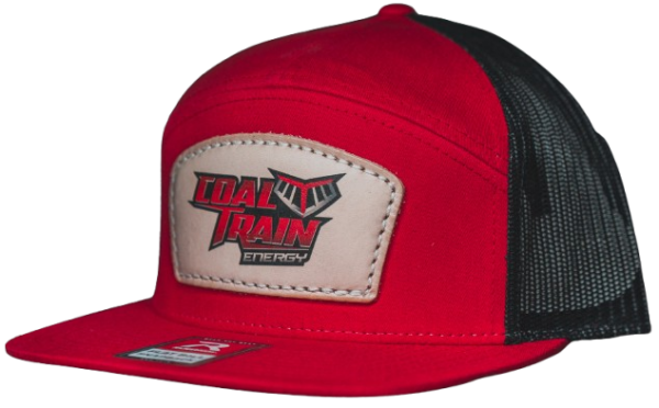 Red 7 Panel Flat Bill Hat