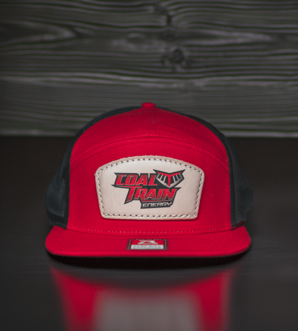 Red 7 Panel Flat Bill Hat - Image 2