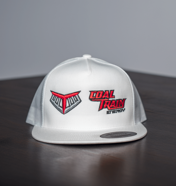 White Yupoong Flatbill Double Logo Hat - Image 2